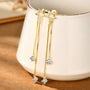 Rosine Star Chain Drop Earrings in gold plated view 7