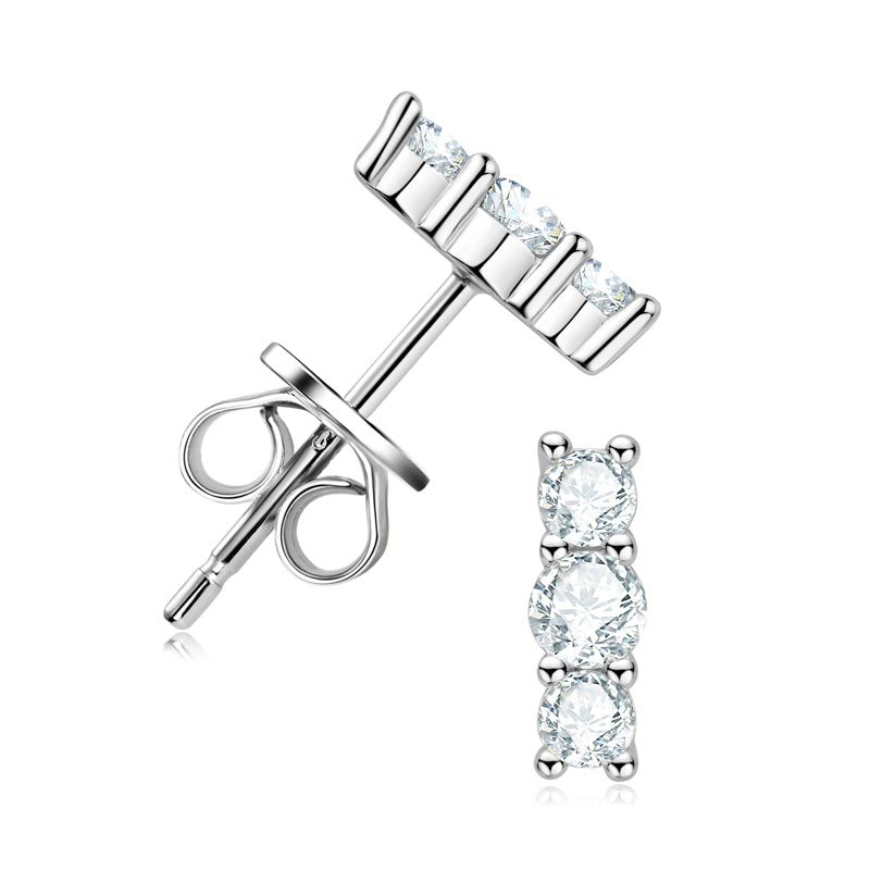 Apolline Three Stone Bar Studs view 2