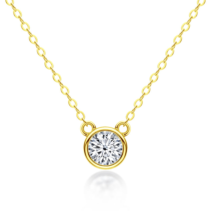 Clotilde Bezel Solitaire Necklace in gold plated view 2