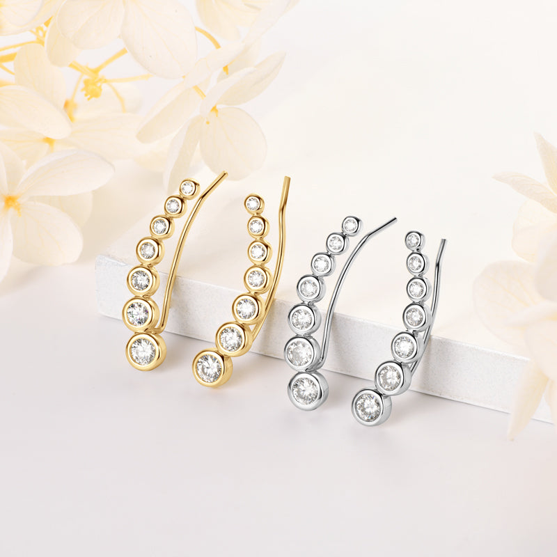 Yolande Graduated Bezel Climbers in sterling silver and gold plate, view 6