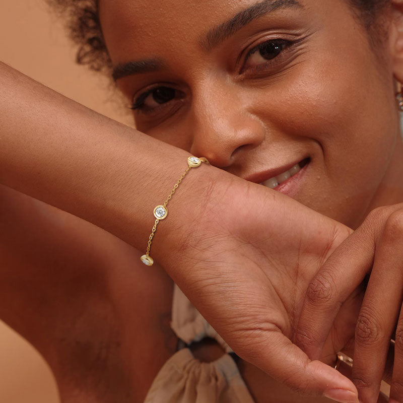 Sandrine Bezel Station Bracelet in gold plate, view 10