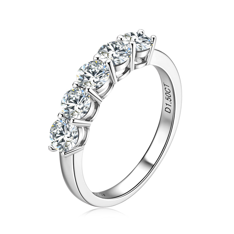 Pauline five stone moissanite band in sterling silver