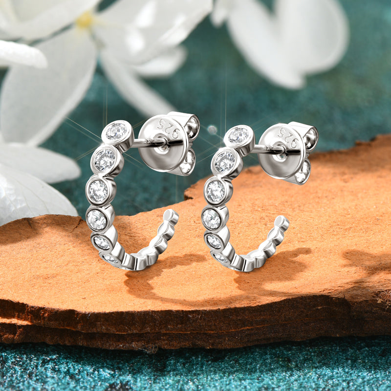 Genevieve Bezel Half Hoops view 7