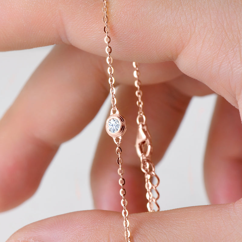 Capucine Bezel Solitaire Bracelet in rose gold plated view 8