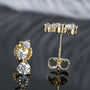Oriane Three Stone Climber Studs in gold plated view 6