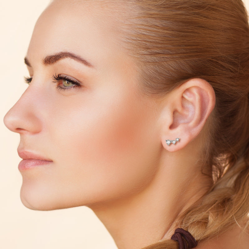 Oriane Three Stone Climber Studs view 7