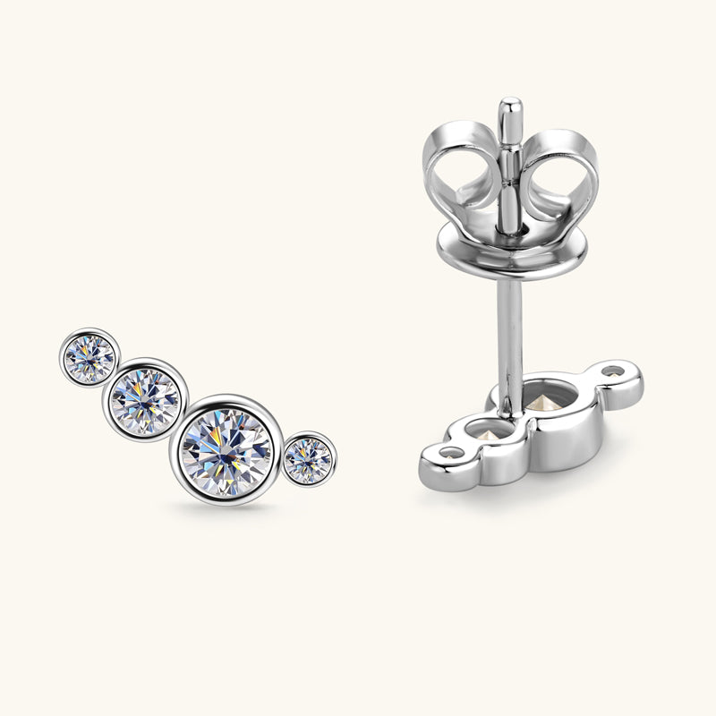 Isaure Four Stone Bezel Climber Studs in sterling silver, view 5