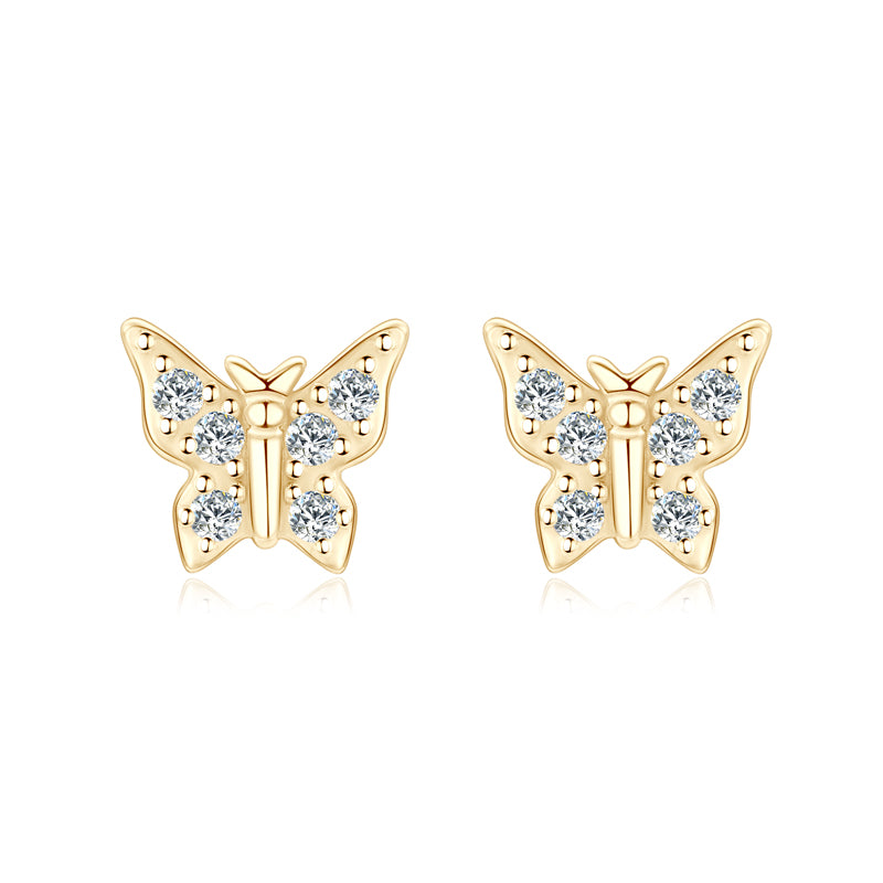 Nadine Pave Butterfly Studs in gold plated view 3