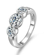 Romane three stone bezel moissanite ring in sterling silver