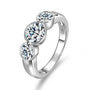 Romane three stone bezel moissanite ring in sterling silver
