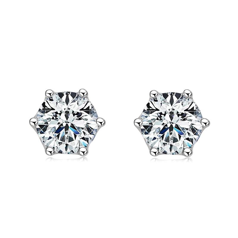 Rosalie Six Prong Studs in sterling silver