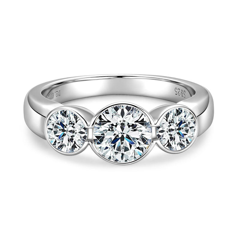 Romane Three Stone Bezel Ring view 2