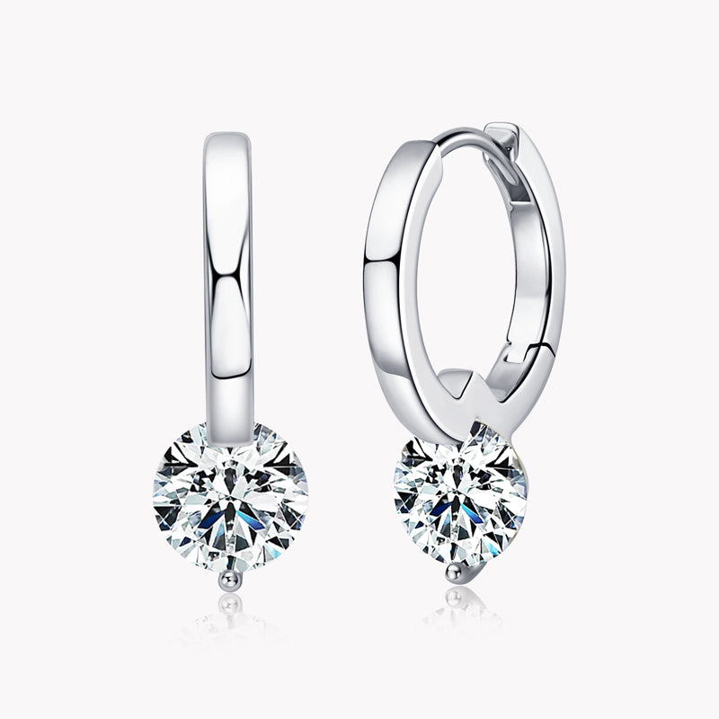 Margot solitaire moissanite drop huggies in sterling silver