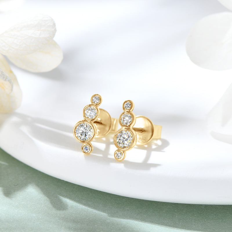 Isaure Four Stone Bezel Climber Studs in gold plate, view 8