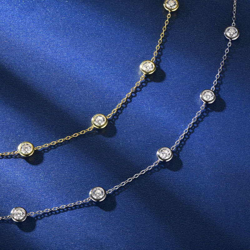 Sandrine Bezel Station Bracelet in sterling silver and gold plate, view 4