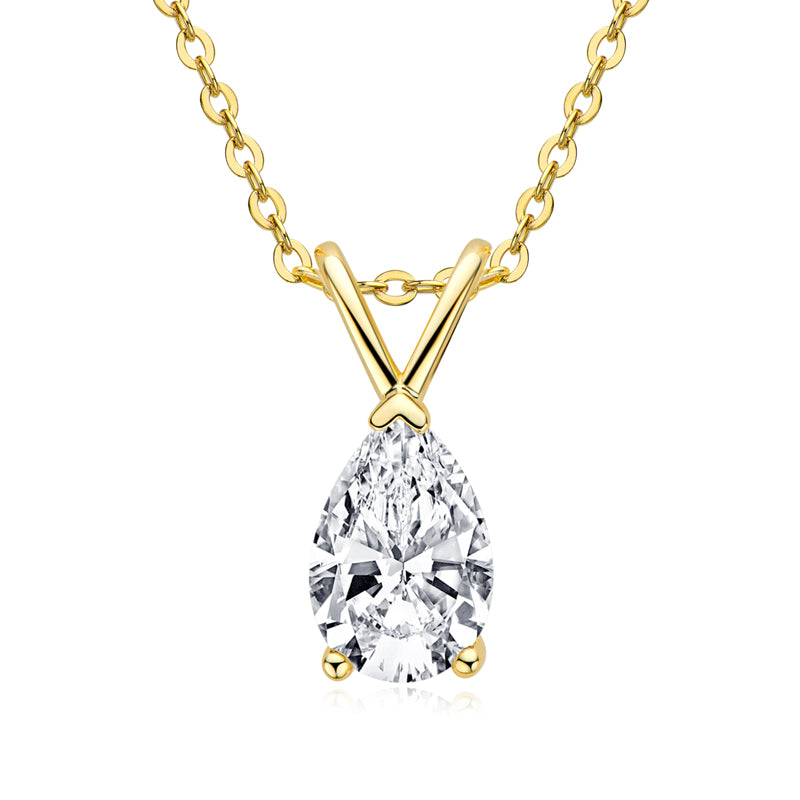 Melisande Pear Solitaire Pendant in gold plated view 2