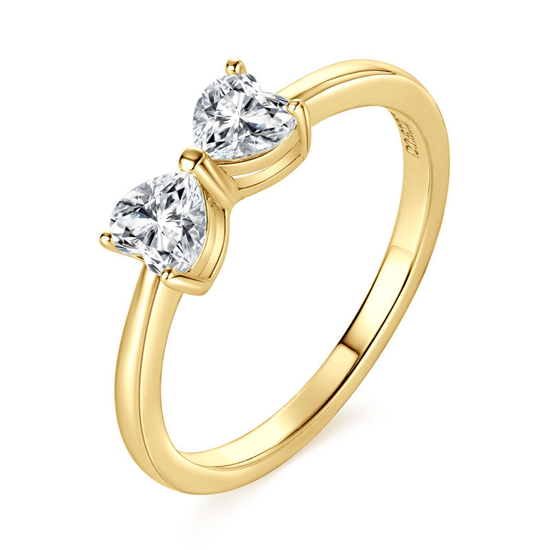 Adele Heart Bow Ring in gold plated view 7