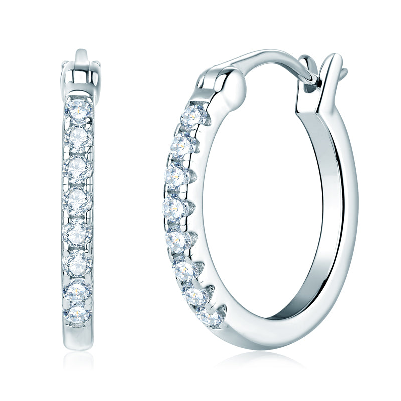 Daphne pave moissanite hoop earrings in sterling silver
