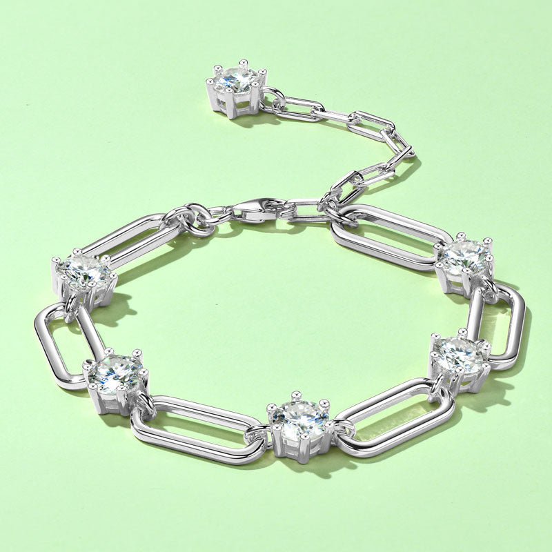 Florence Paperclip Station Bracelet in sterling silver, view 5