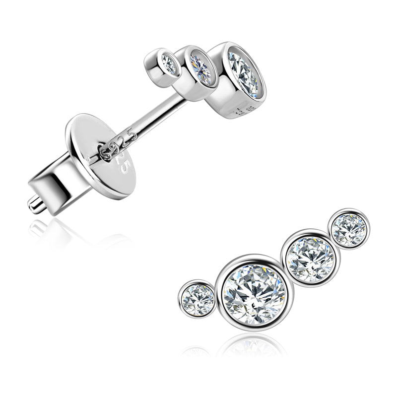 Isaure Four Stone Bezel Climber Studs in sterling silver, view 3