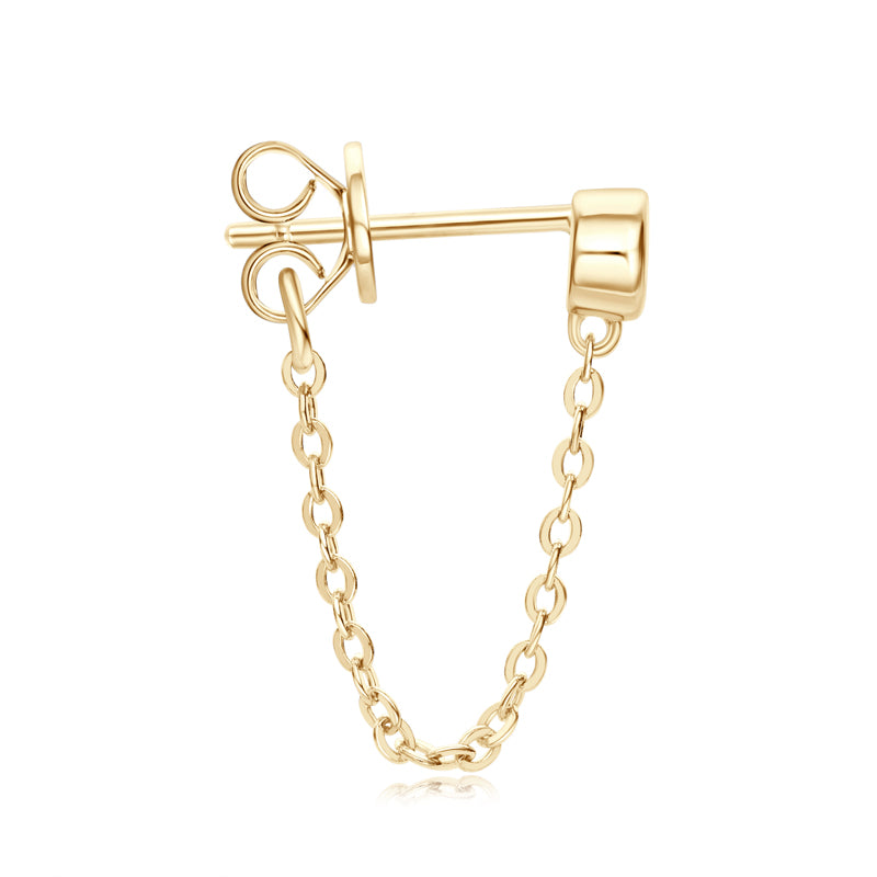 Louise Bezel Chain Studs in gold plated view 8
