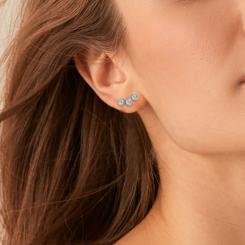 Leontine Bezel Trio Climber Studs view 8