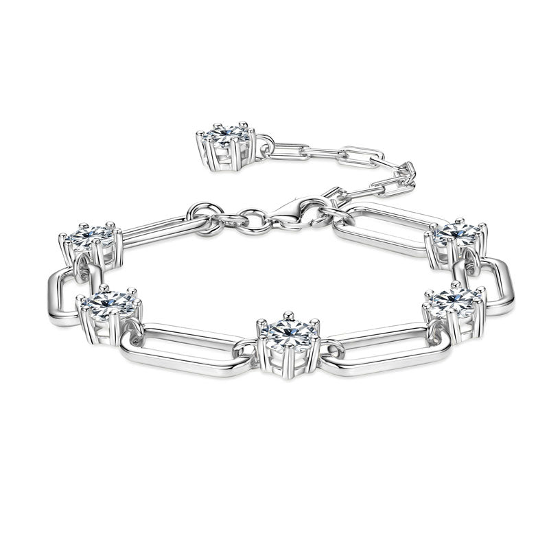 Florence Paperclip Station Bracelet in sterling silver, view 3