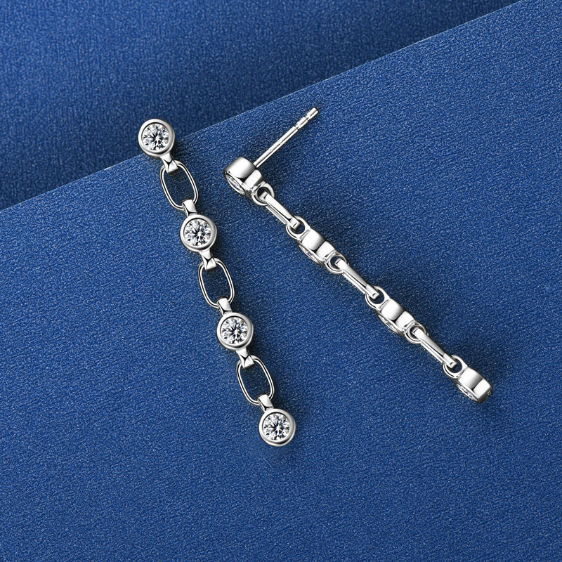 Pascale Bezel Link Drop Earrings in sterling silver, view 7