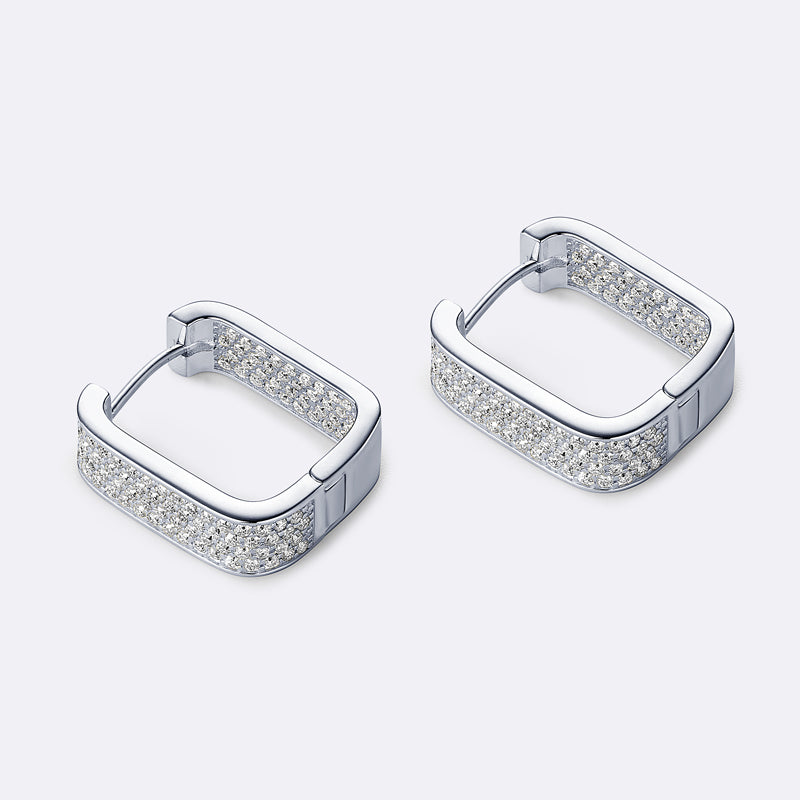 Honorine Pave Rectangle Hoops view 5