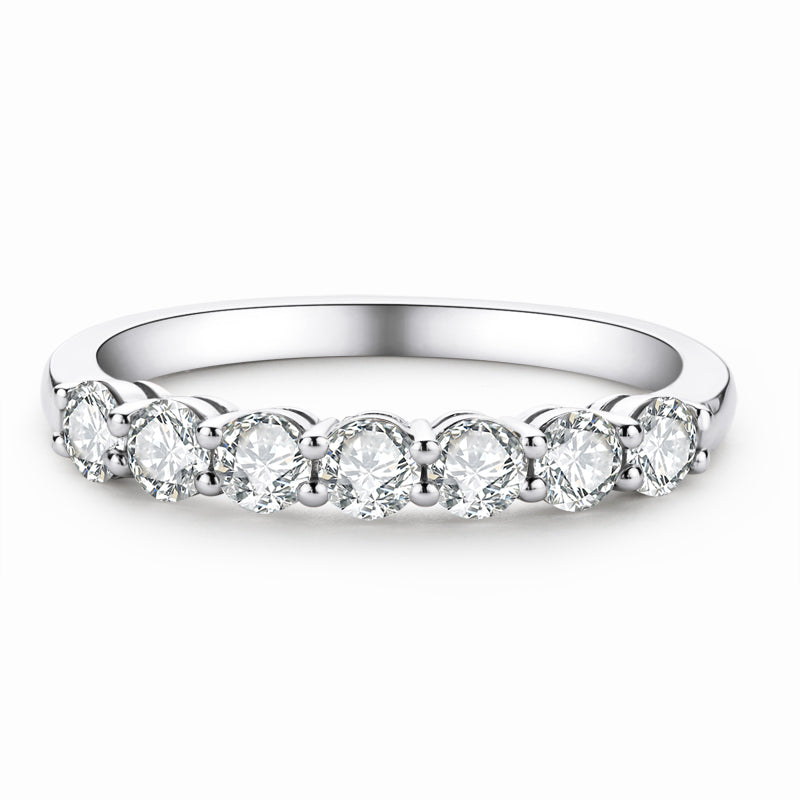 Adeline seven stone moissanite half eternity band in sterling silver