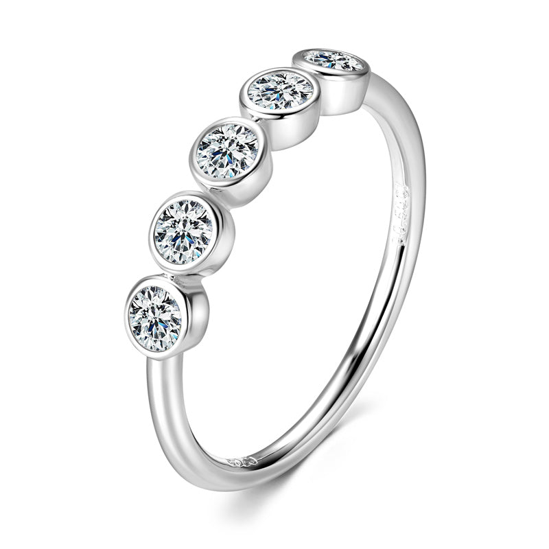 Seraphina Five Stone Bezel Ring in sterling silver
