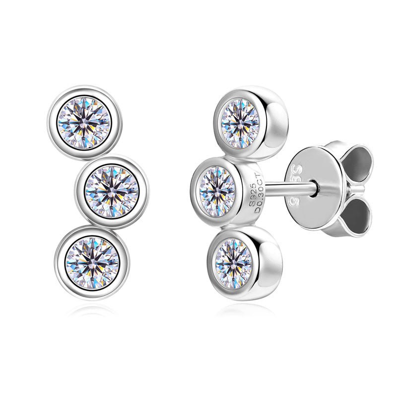 Leontine Bezel Trio Climber Studs view 2