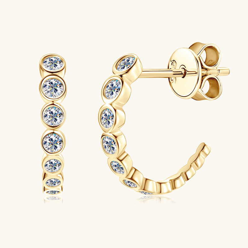 Genevieve Bezel Half Hoops in gold plated view 3
