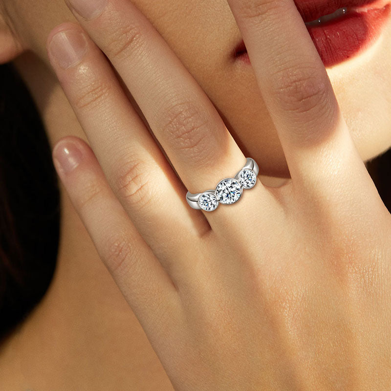 Romane Three Stone Bezel Ring view 6