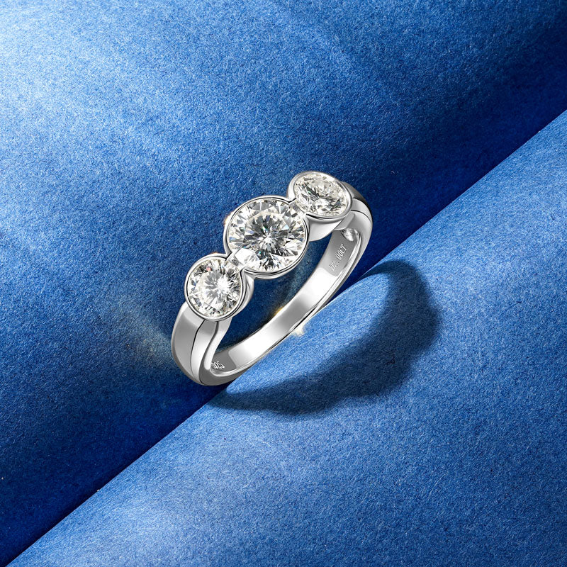 Romane Three Stone Bezel Ring view 4