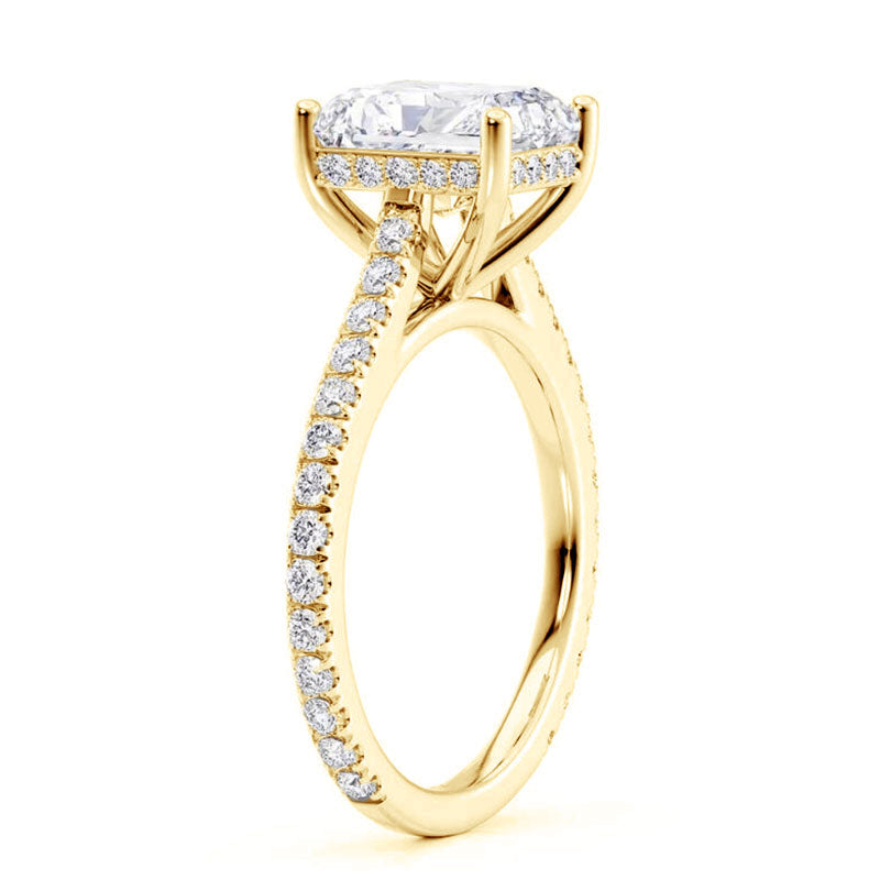 Clarisse Radiant Hidden Halo Ring in gold plated view 7