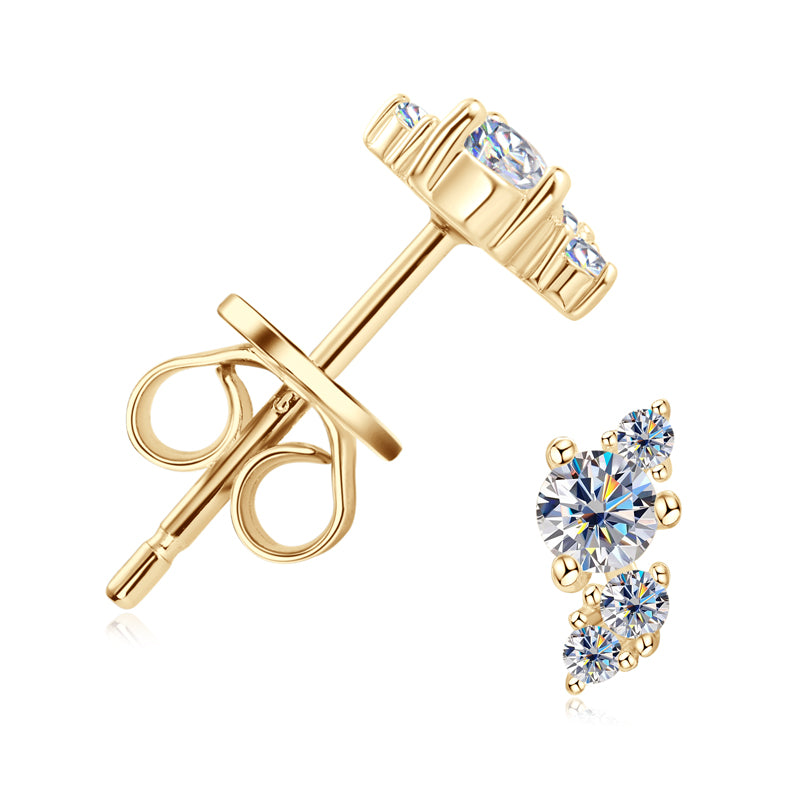 Fleur Cluster Climber Studs in gold plated view 6