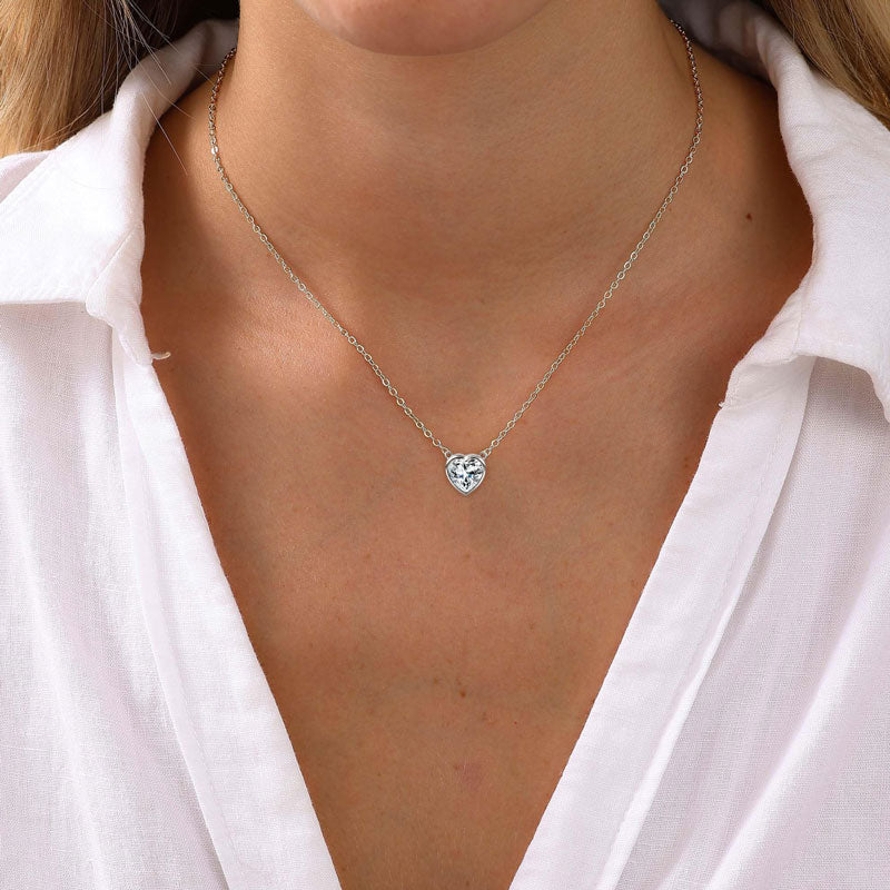 Cecile Heart Bezel Necklace in sterling silver, view 10