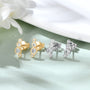 Isaure Four Stone Bezel Climber Studs in sterling silver and gold plate, view 7
