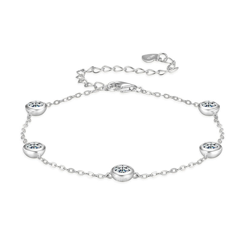 Sandrine Bezel Station Bracelet in sterling silver, view 2