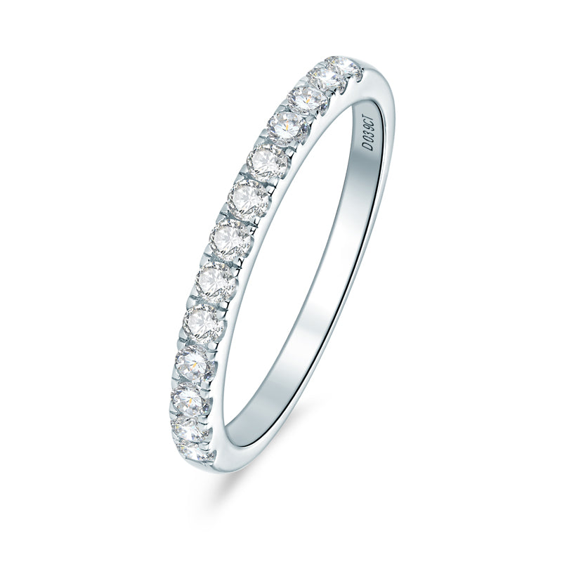 Josiane moissanite half eternity band in sterling silver