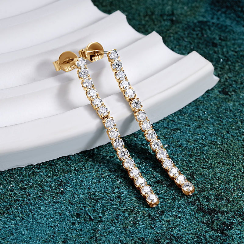 Simone Tennis Drop Earrings in gold plate, view 8