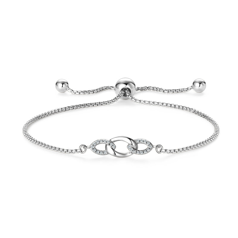 Severine linked ovals moissanite bracelet in sterling silver