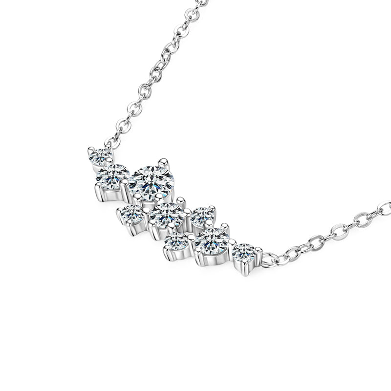 Celeste cluster moissanite necklace in sterling silver, view 5