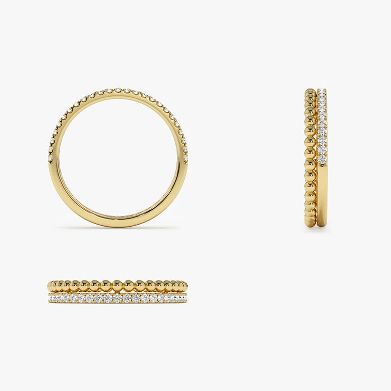 Lorraine Beaded Pave Band in gold plated view 6