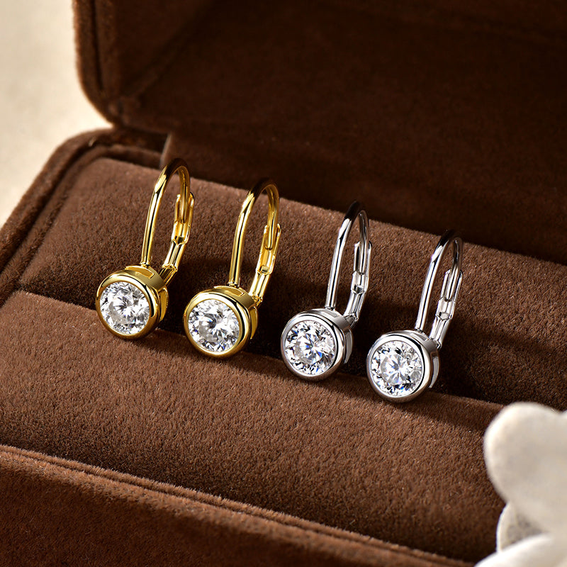 Raphaelle Bezel Leverback Earrings in sterling silver and gold plate, view 6