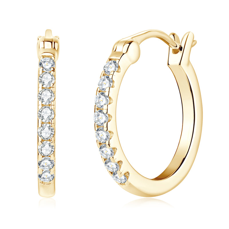 Daphne Pave Hoops in gold plate, view 2