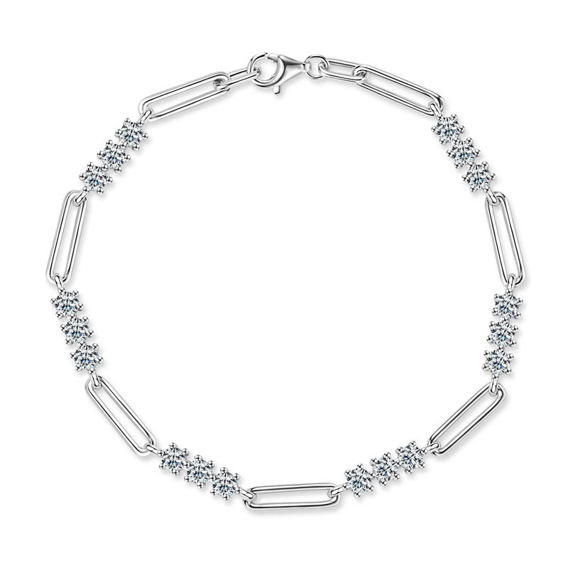 Alicia Paperclip moissanite bracelet in sterling silver