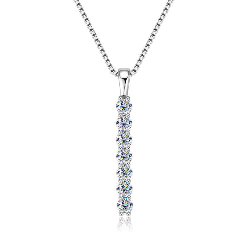 Blanche seven stone moissanite drop necklace in sterling silver