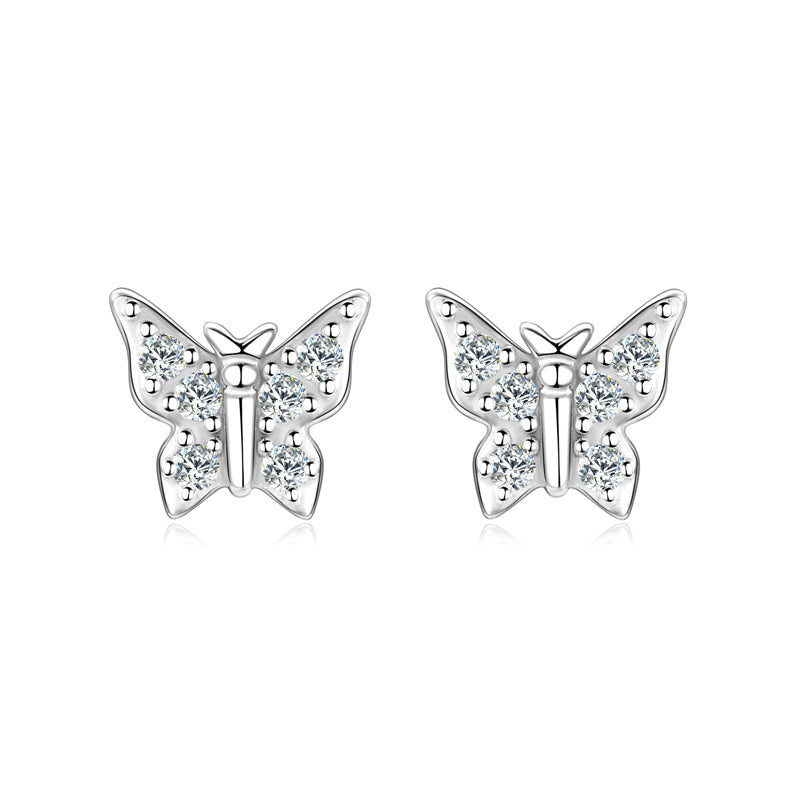 Nadine pave moissanite butterfly studs in sterling silver